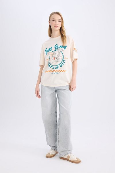 DeFacto Coool Looney Tunes Oversize Wide Fit Crew Neck Short Sleeve T-Shirt D9110Ax25Sm