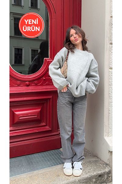 Perryes Women's Crew Neck Oversize Thick Knitwear Sweater