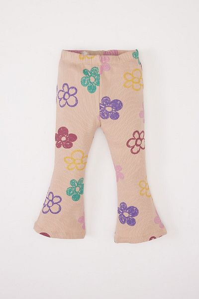 DeFacto 2-Piece Floral Print Sweatshirt and Flared Leg for Baby Girl - Crew Neck, Elastic Waist E0200A525Sp