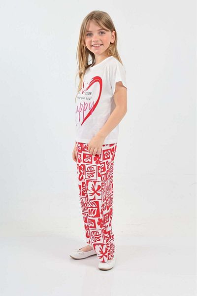 Mrs.idea Girl's Bodrum Heart Printed Suit