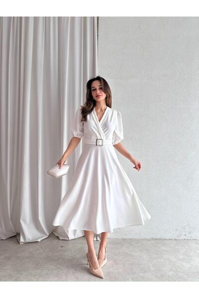 Mooi Butik White Prano Midi Dress 7847