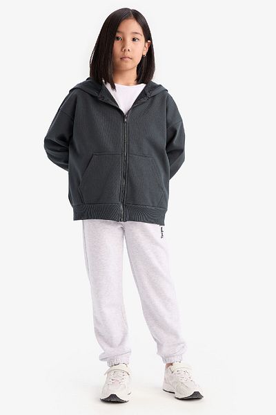 DeFacto Basic Sweatshirt with Zipper Hood for Girls - D9079A825Sp