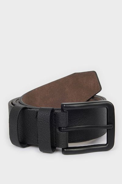 DeFacto Men's Faux Leather Casual Belt - Rectangular Buckle, X3810Azns