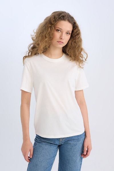 DeFacto Tricou alb cu mânecă scurtă, cu decolteu rotund, cu formă normală, D9592ax25sm