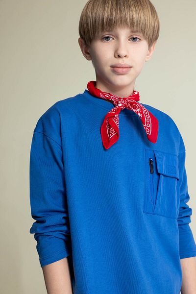 DeFacto Tricou cu mânecă lungă pentru băiat, cu croiala largă, cu gâtul rotund D7405A825SP