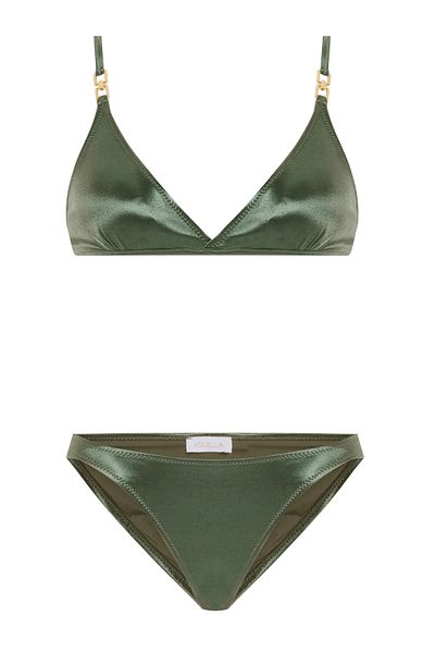 AQUELLA Σετ μπικίνι Lame Wrap Khaki Triangle