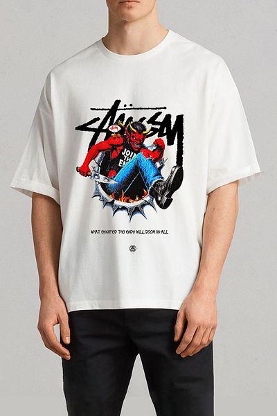Grove Fashion St Devil Printed Unisex Oversize T-Shirt