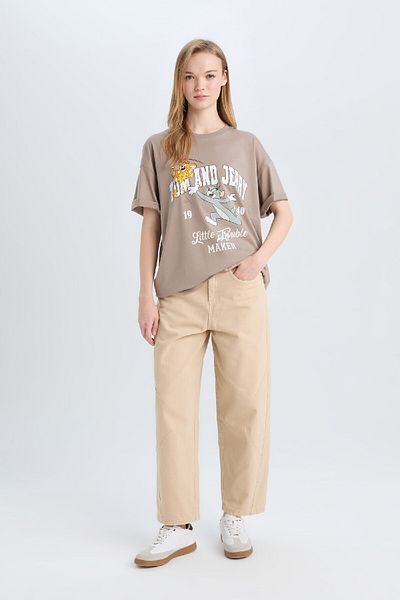 DeFacto Coool Tom & Jerry Oversize Wide Fit Crew Neck Short Sleeve T-Shirt D9113Ax25Sm