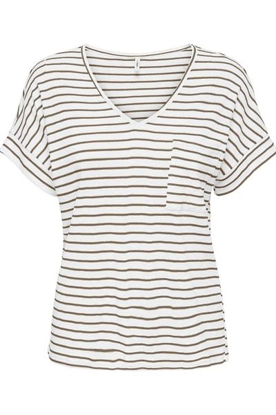 ONLY Onliben S/S Moster V-Neck Glitter Topjrs White-1