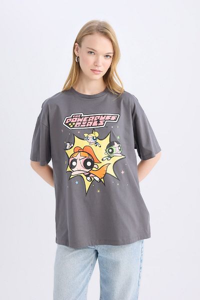 DeFacto PowerPuff Girls bedrucktes Oversize-T-Shirt – Rundhalsausschnitt, kurze Ärmel D9111AX25SM