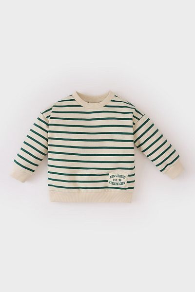 DeFacto Φούτερ Baby Boy Crew με ριγέ λαιμόκοψη E0280A525SP