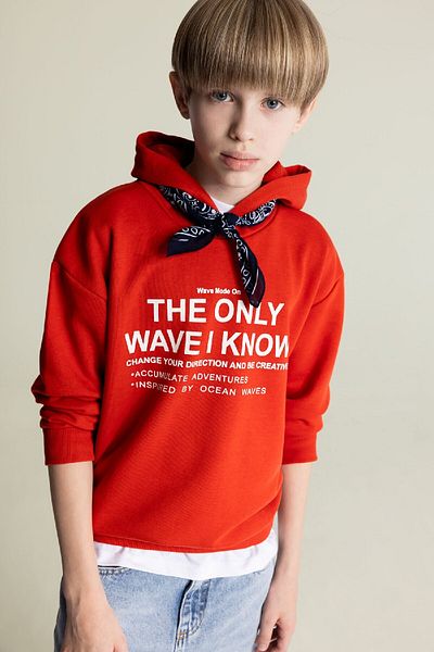 DeFacto Boy Oversize Hooded Printed Sweatshirt - D7399A825Sp