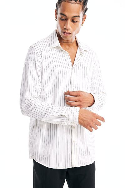 DeFacto Slim Fit Slim Fit Polo γιακά ριγέ μακρυμάνικο πουκάμισο B6487ax25sp