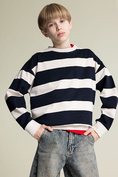DeFacto Ριγέ μπλούζα για αγόρι - Crew Neck D7401A825SP