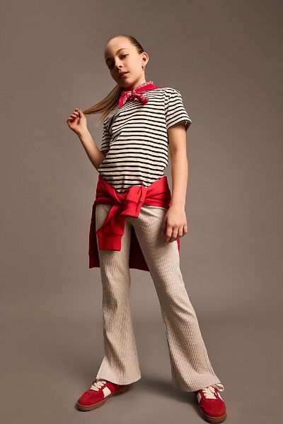 DeFacto Girl's Crew Neck Striped Short Sleeve T-Shirt D9159A825Sm