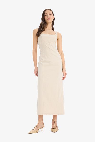 DeFacto Bodycon που αγκαλιάζει το σώμα Basic μονόχρωμο τετράγωνο λουράκι μάξι φόρεμα C5027AX25SP