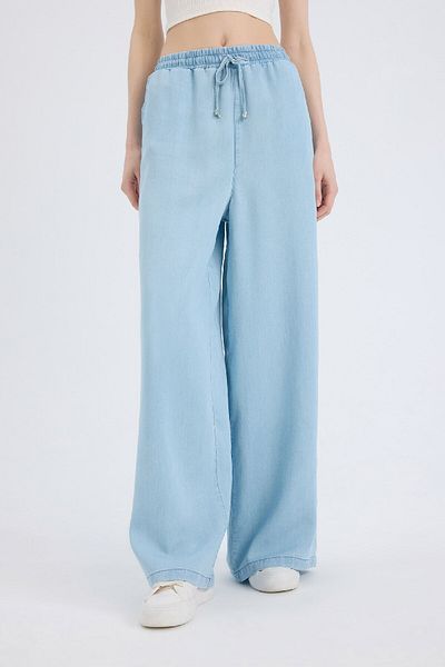 DeFacto Pull on Wide Leg High Waist Straight Leg Soft Jean Washable Pants D8234Ax25Sm