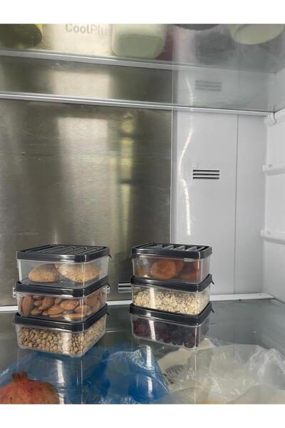 Tercih Home Refrigerator Organizer Set Organizer Microwave Freezer Container 6 X 250ml Anthracite