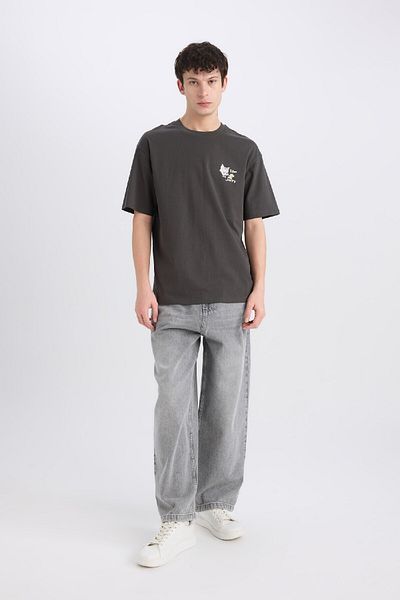 DeFacto 100% βαμβάκι Tom & Jerry Boxy Fit Crew λαιμόκοψη με στάμπα κοντομάνικο μπλουζάκι E0617ax25sm