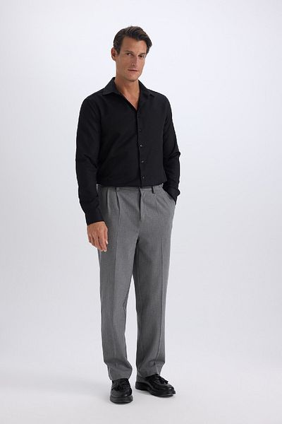 DeFacto Slim Fit Slim Fit Polo Collar Easy Ironing Oxford Basic Απλό μακρυμάνικο πουκάμισο R4340az25sp