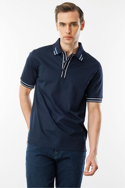 Desen Triko Ανδρικό μπλουζάκι με γιακά πόλο Navy Blue