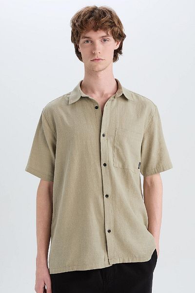 DeFacto 100% Cotton Regular Fit Summer Short Sleeve Shirt E0461Ax25Sm