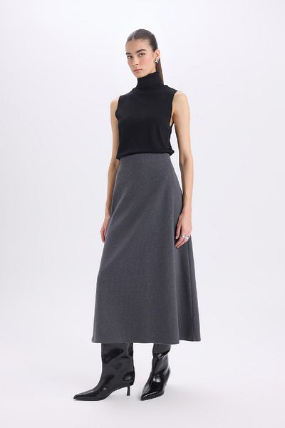 DeFacto A-Line Stretch Waisted Basic Plain Regular Waist Maxi Skirt D5407Ax24Au