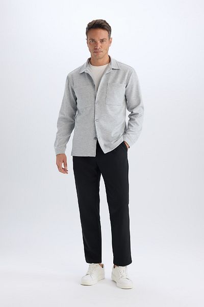 DeFacto Regular Fit Polo Neck Combed Cotton Shirt Jacket D7243Ax25Sp