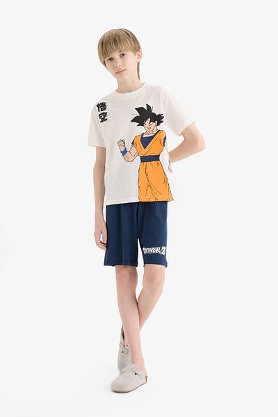 DeFacto Set de pijamale Dragon Ball pentru băieți, cu mâneci scurte, cu talie elastică, pantaloni scurți E0337a825sm
