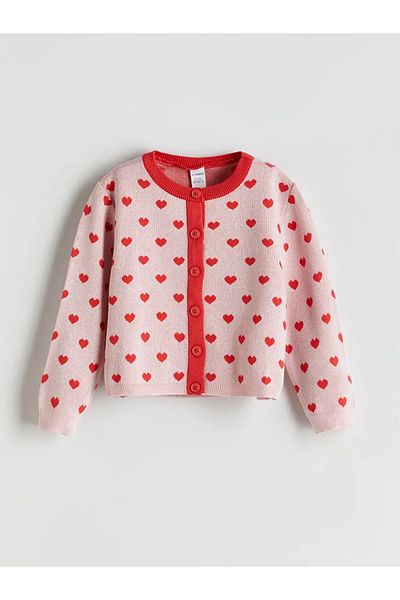LC Waikiki Pink Crew Neck Knitwear Girl's Cardigan -Akrstore-