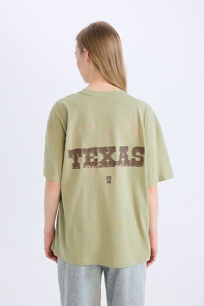 DeFacto Übergroßes, kurzärmliges T-Shirt mit Rundhalsausschnitt und Rundhalsausschnitt D9610AX25SM