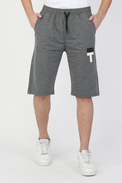 NEW YEAR FİT İki İplik Baskılı Erkek Kapri Şort