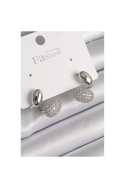 Skygo Zircon Stone Modelo Women's Sun Dress - Silver Color Brass Model Earrings