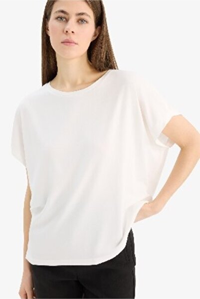 DeFacto Rundhalsausschnitt Basic Plain Modal Kurzarm-T-Shirt C8807ax25sp
