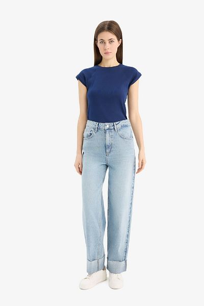 DeFacto Slim Fit Crew Neck - Plain Rib Short Sleeve T-Shirt C7334Ax25Sp