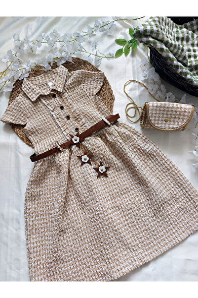 Leydi Kız çocuk likralı pamuklu şık elbise