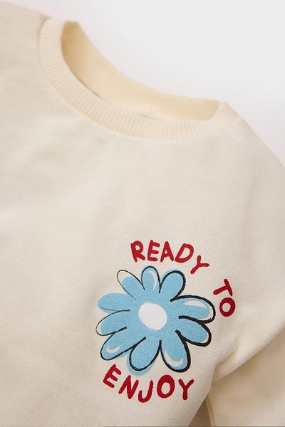 DeFacto Baby Girl Crew Neck Printed Sweatshirt D9377A525Sp