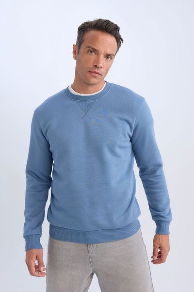 DeFacto Φούτερ με κανονική εφαρμογή Crew Neck Basic απλό χοντρό φούτερ T3777AZ25SP