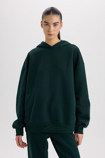 DeFacto Relax Fit Hooded Thick Basic Απλό Φούτερ D9935ax24wn