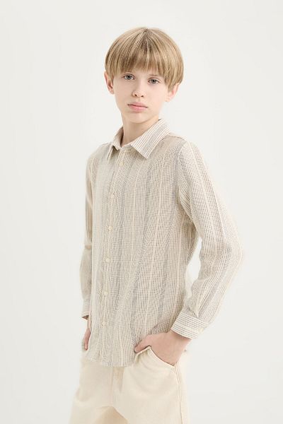 DeFacto Boy's Polo Neck Striped Long Sleeve Shirt D7777A825Sm