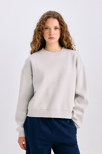 DeFacto Regular Fit Crew Neck Thick Basic Plain Sweatshirt D6645Ax24Wn