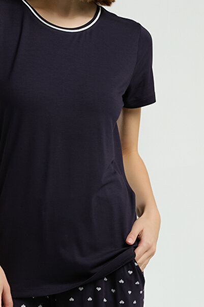 The Clover Жіночий комплект піжами з коротким рукавом, велосипедним коміром і деталями з супрему TH.3.CL.RN.24.TT