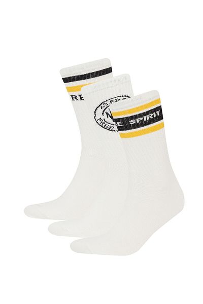 DeFacto Bequeme elastische 3-teilige lange Baumwollsocken für Herren D9685axns