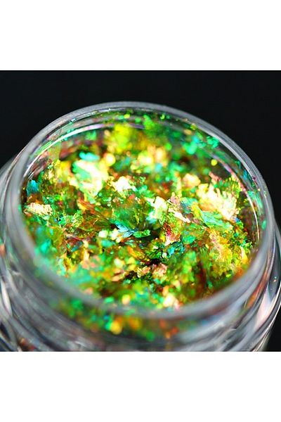 Kajol Beauty Fulgi de pigment PK122 (verde-șampanie-auriu-trandafir) pentru machiaj KAJOL Beauty, <0,25 g