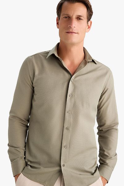 DeFacto Πουκάμισο Polo Neck Slim Fit Oxford - Μακρύ μανίκι, ίσια εφαρμογή R4340AZ25SP