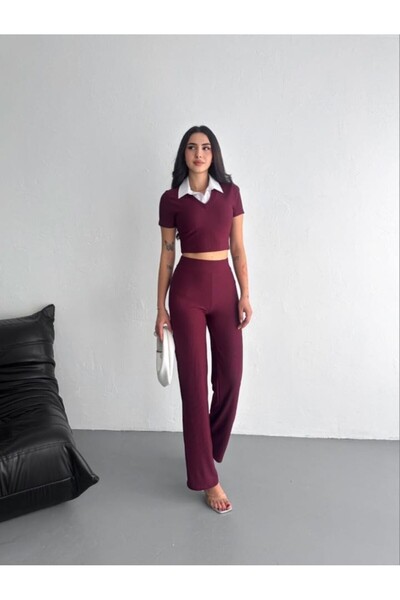 Butik Merrline Women's Shirt Collar Double Set