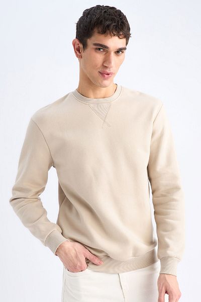 DeFacto Φούτερ με κανονική εφαρμογή Crew Neck Basic απλό χοντρό φούτερ T3777AZ25SP