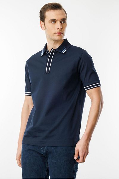 Desen Triko Ανδρικό μπλουζάκι με γιακά πόλο Navy Blue