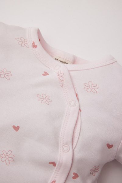DeFacto Baby Girl Newborn Print Long Sleeve Snap Jumpsuit E0878A525Sp