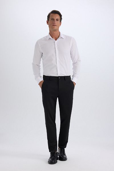 DeFacto Slim-Fit-Oxford-Shirt mit Rollkragen – lange Ärmel, gerader Schnitt R4340AZ25SP